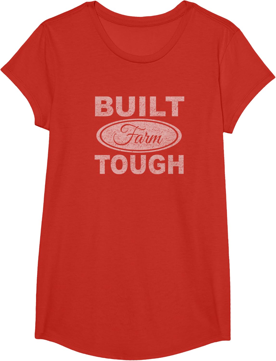 Built Farm Tough T-shirt, Farm Raised, Farming T-Shirt - Girls Red