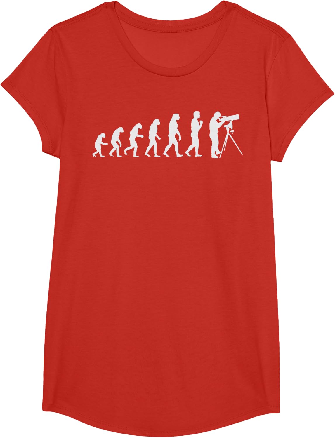 Telescope Watching Evolution Funny Astronomy Gift Men Women T-Shirt - Girls Red