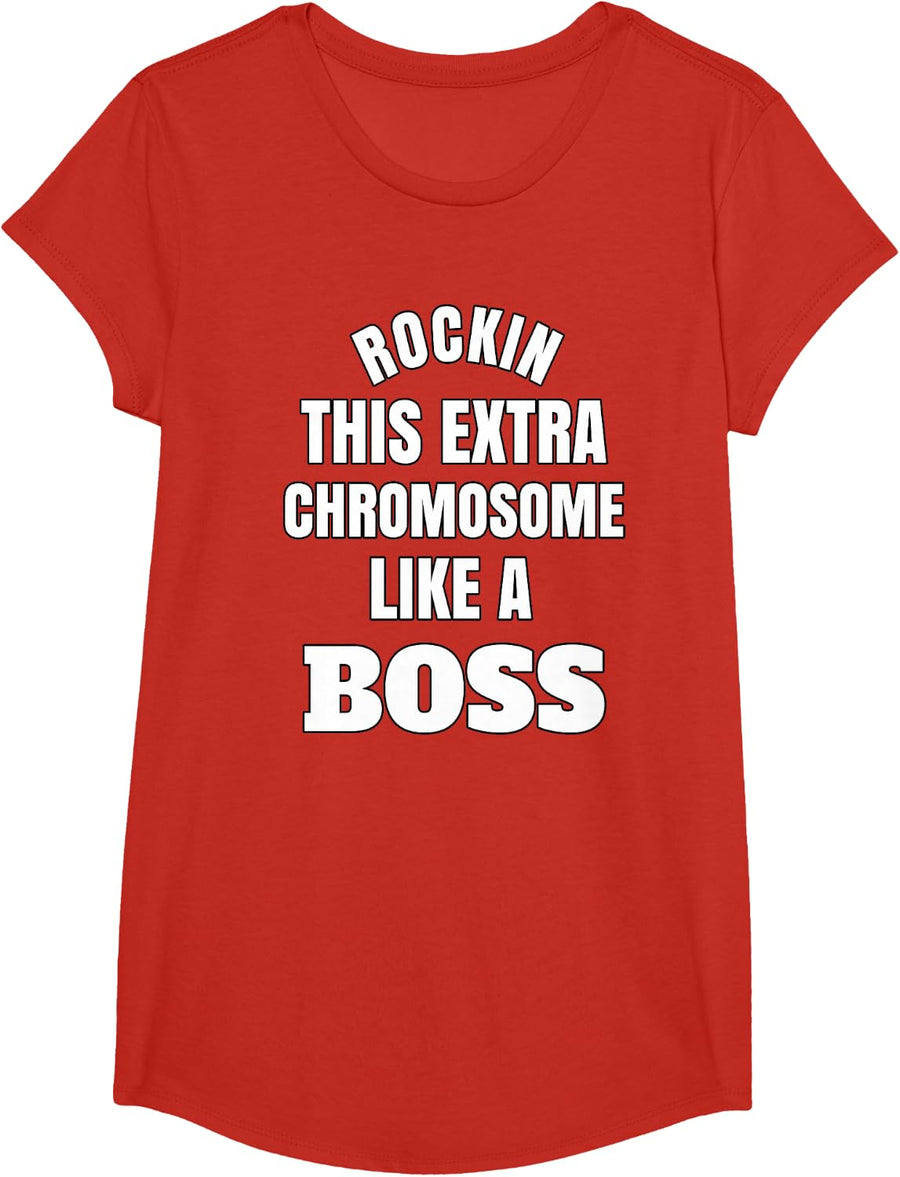 Rockin This Extra Chromosome Like A Boss Down Syndrome T-Shirt - Girls Red