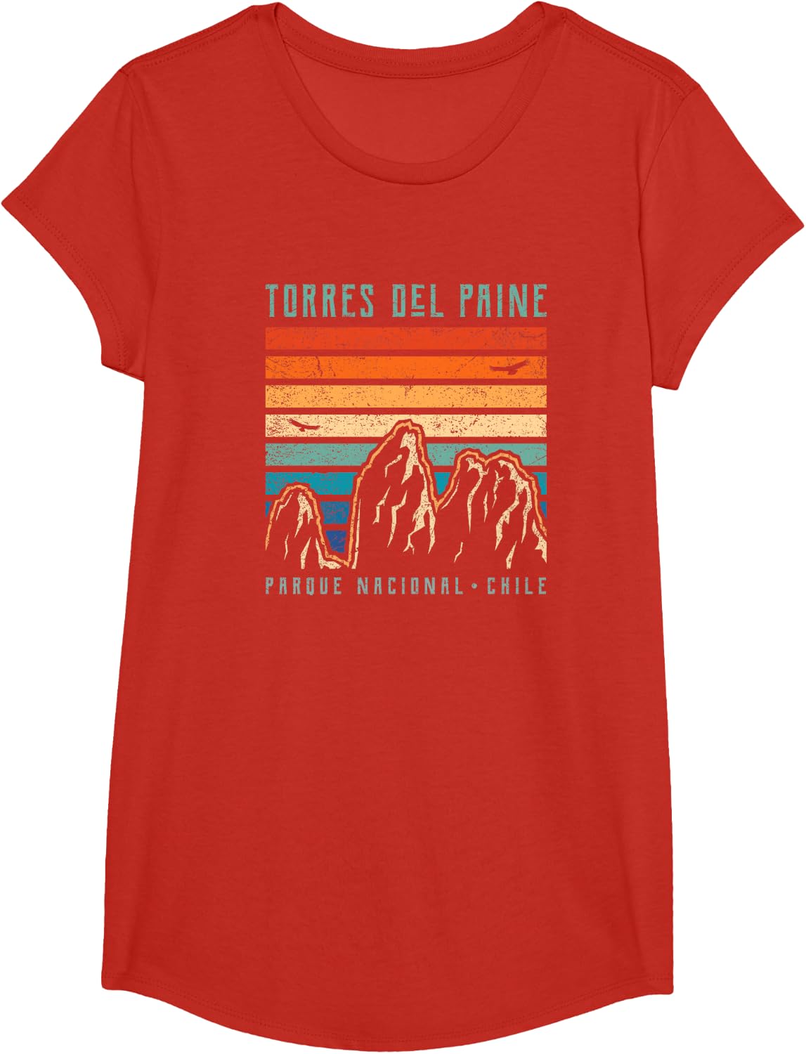 Torres del Paine | Retro Chile Mountains | Vintage Mountain T-Shirt - Girls Red