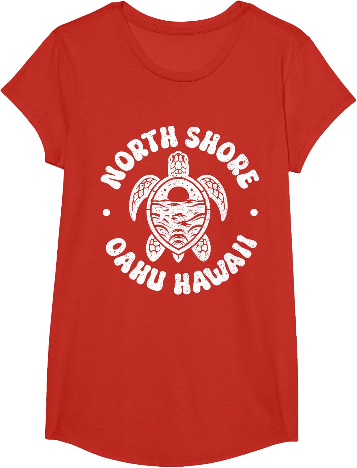 North Shore Oahu Hawaii Surf Sea Turtle Pride Beach Surfer T-Shirt - Girls Red