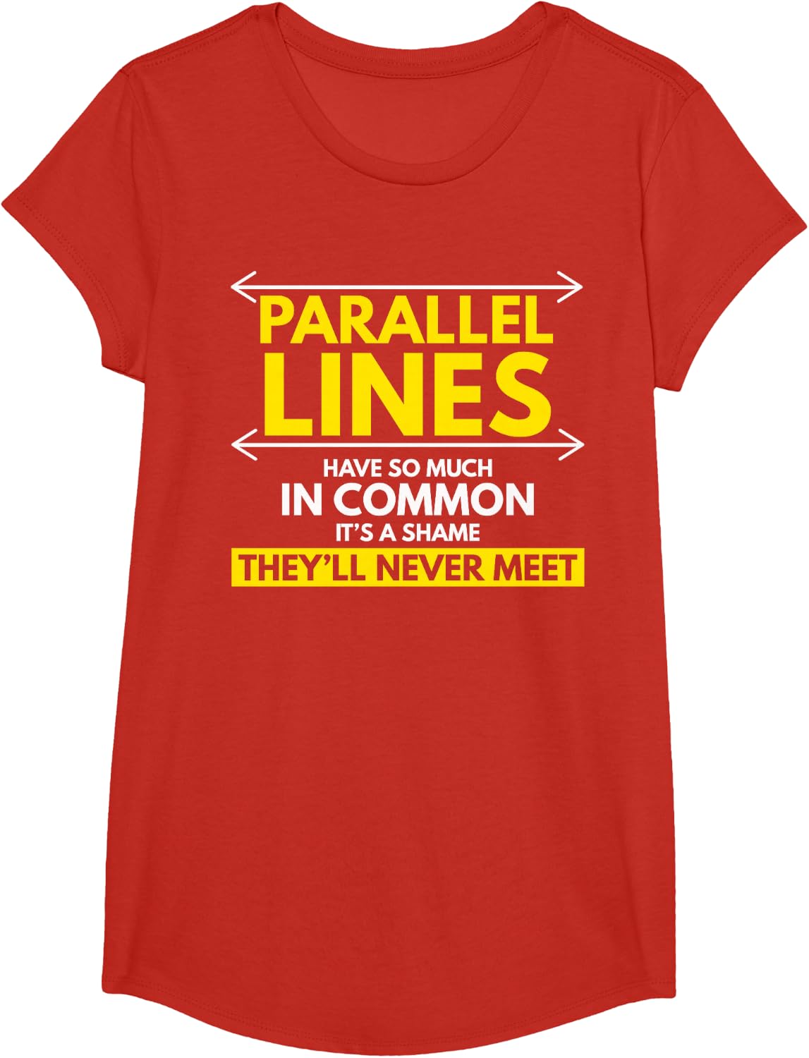 Funny Parallel Lines Pun Meet Geometry Geometry Lovers T-Shirt - Girls Red