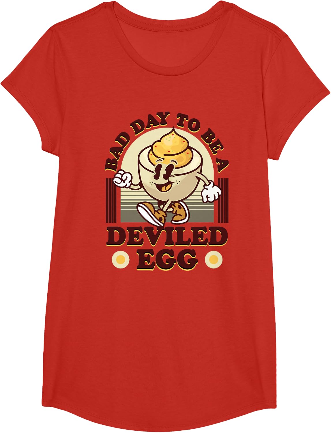 Bad Day to Be a Deviled Egg Funny Thanksgiving Eggs Dinner T-Shirt - Girls Red