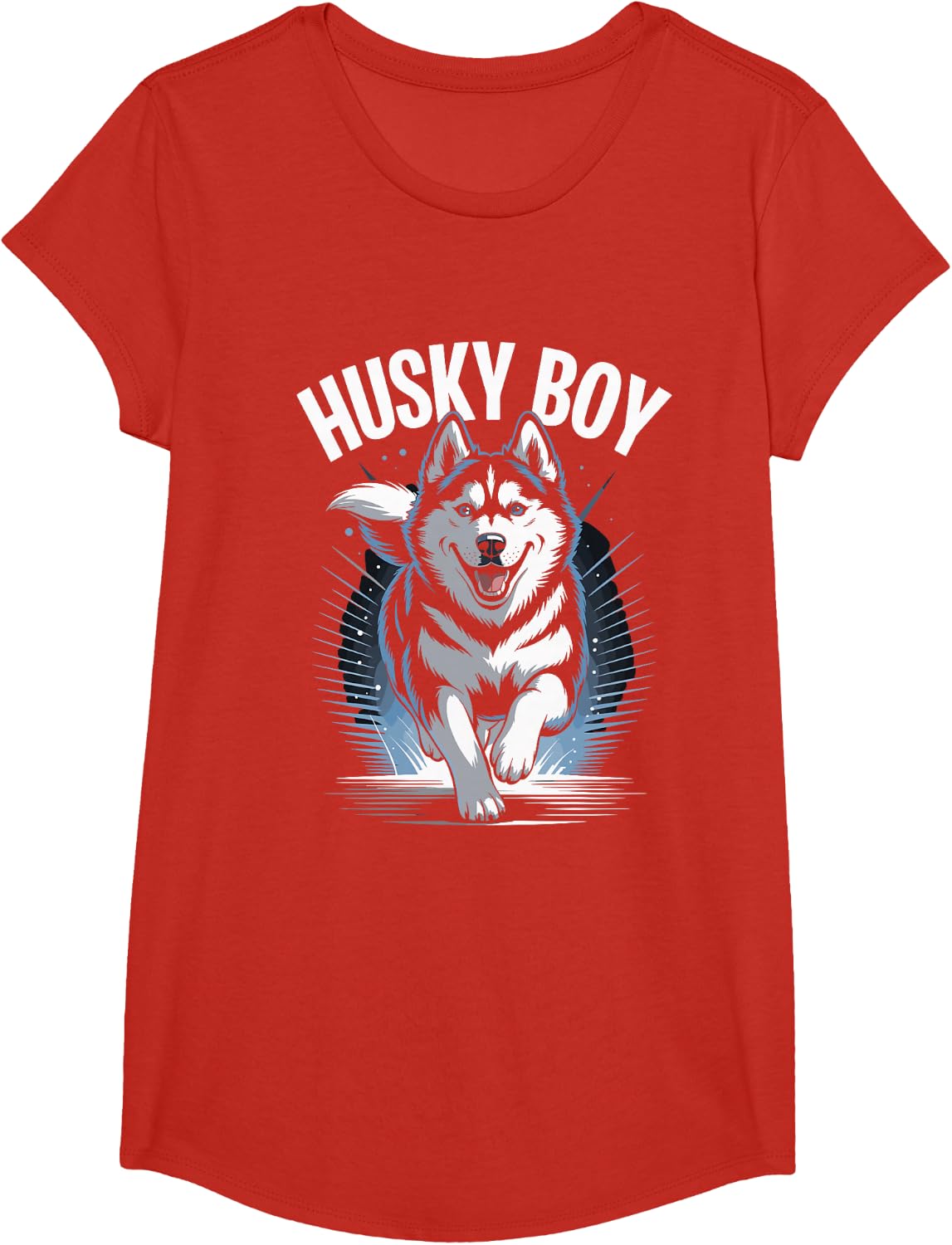 Husky Boy Cute Cartoon for Dog Owners | Mens Siberian Husky T-Shirt - Girls Red