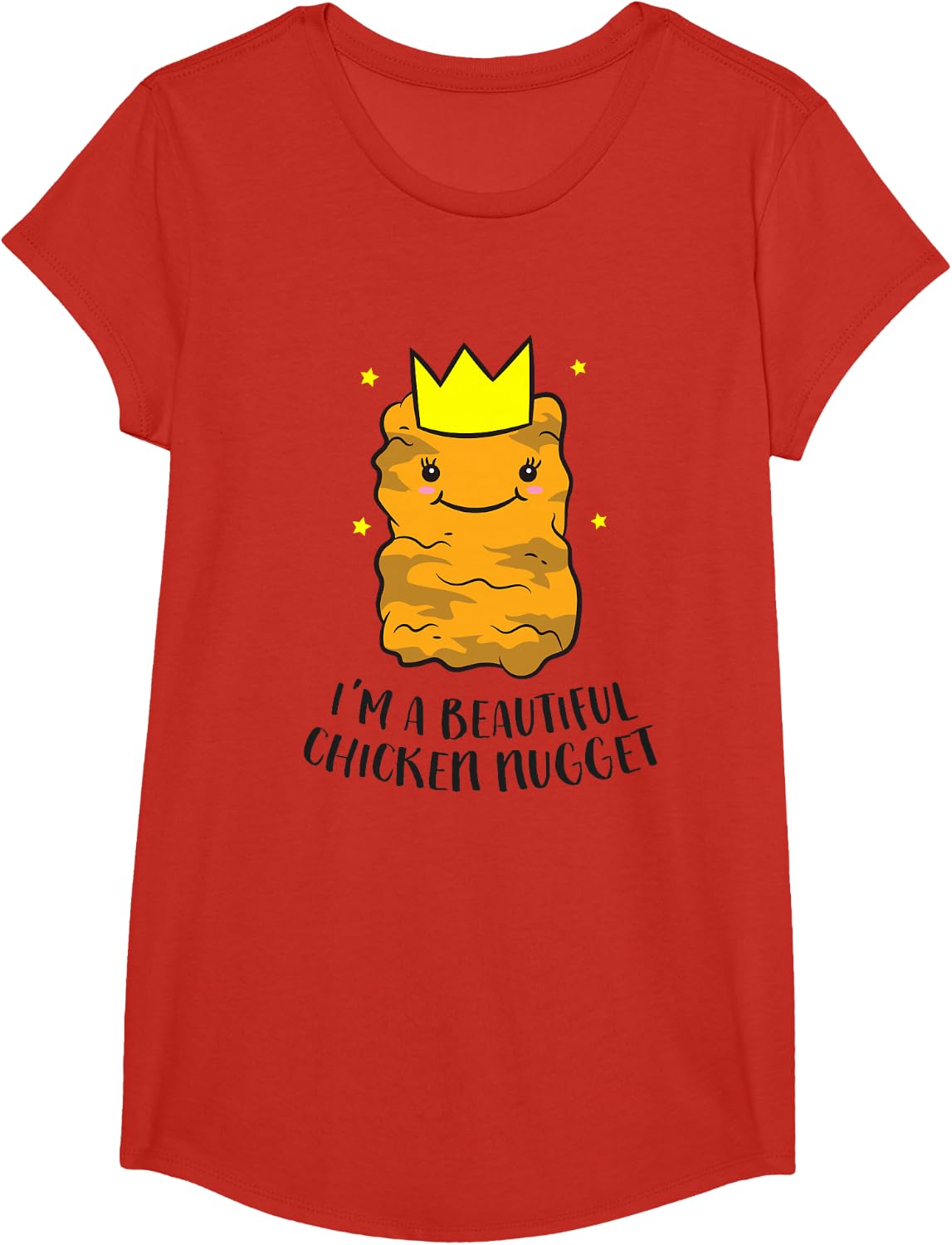 I'm A Beautiful Chicken Nugget Funny Chicken Nuggets T-Shirt - Girls Red