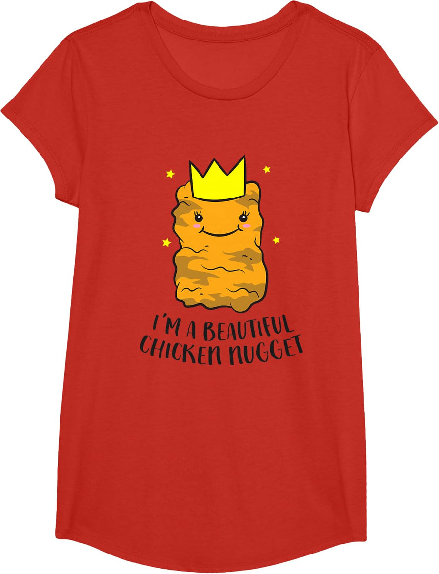 I'm A Beautiful Chicken Nugget Funny Chicken Nuggets T-Shirt - Girls Red
