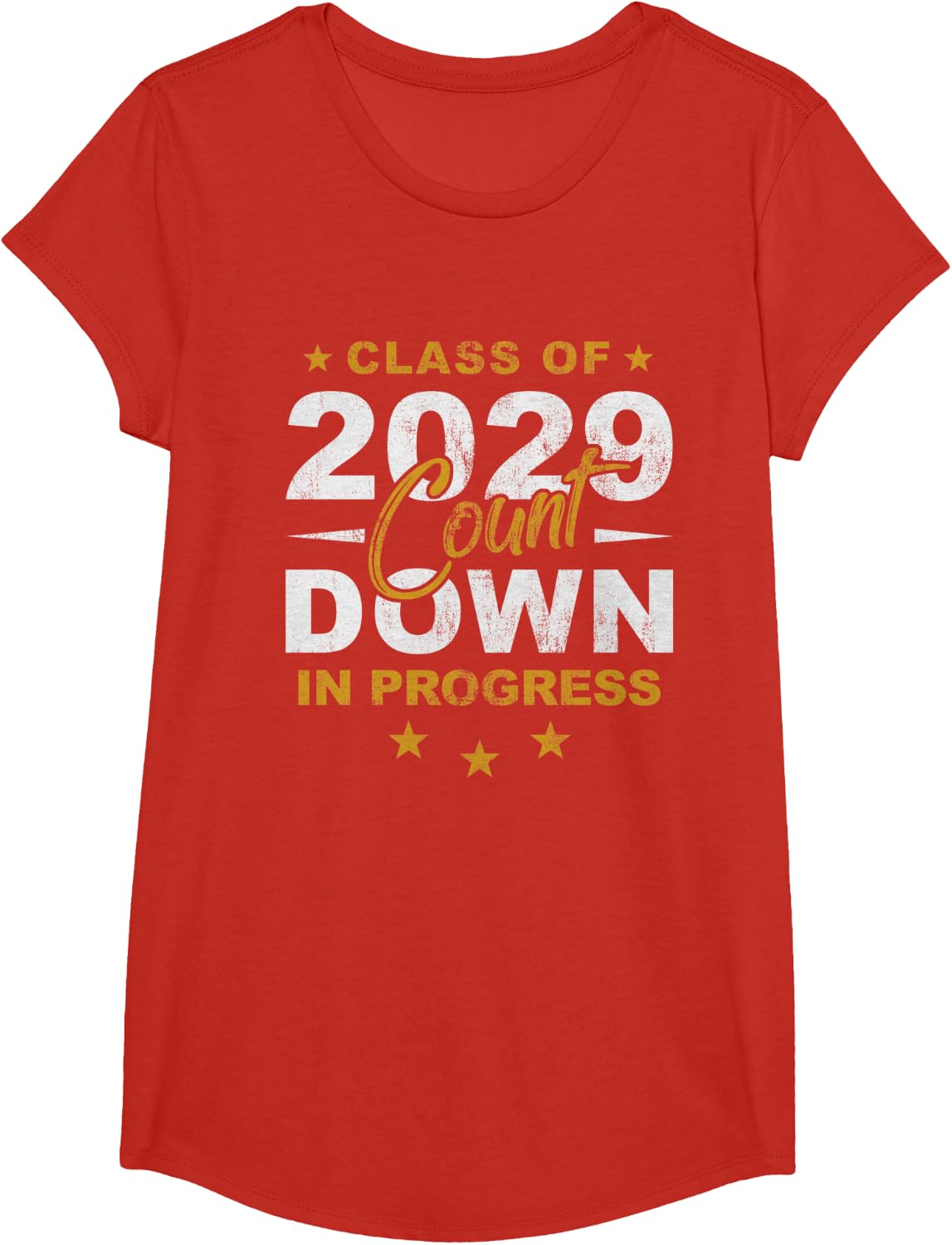 Class of 2029 Count Down Graduating Fun First Day 8th Grader T-Shirt - Girls Red
