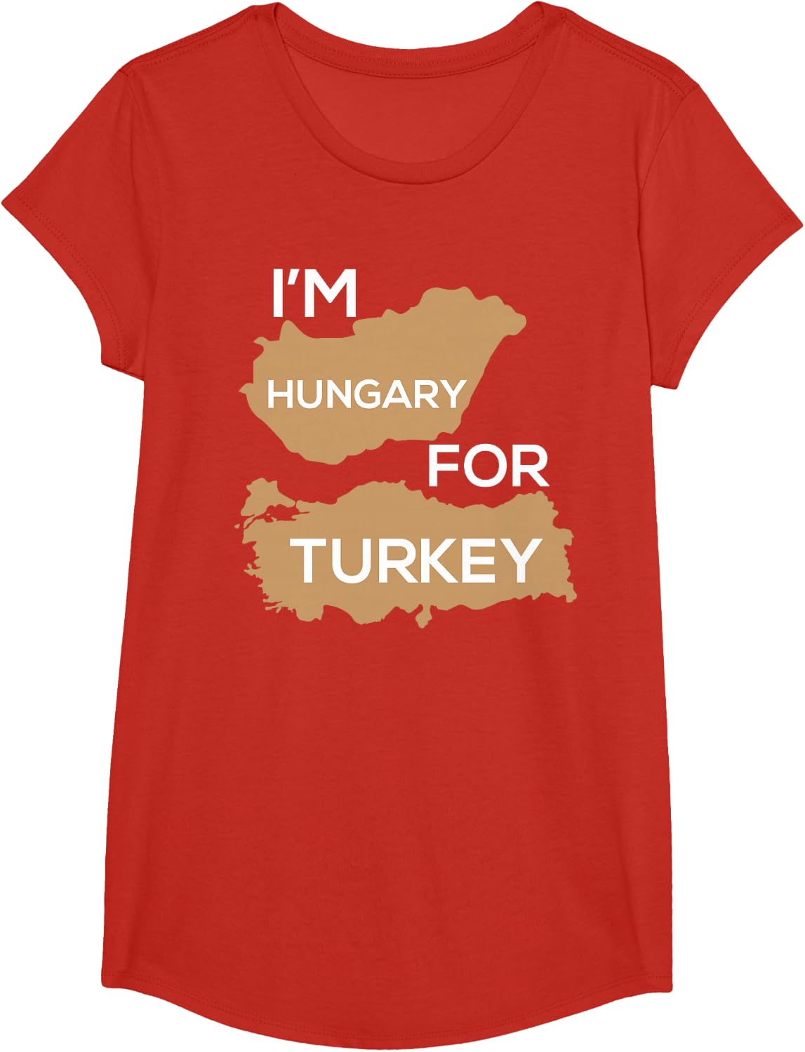 I'm Hungary For Turkey Funny Hungry Thanksgiving Holiday Pun T-Shirt - Girls Red