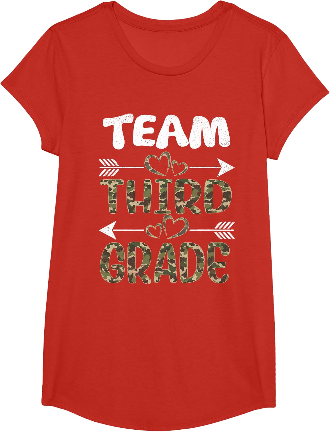 Team Third Grade Back To School 3rd Grade Camo Teachers T-Shirt - Girls Red