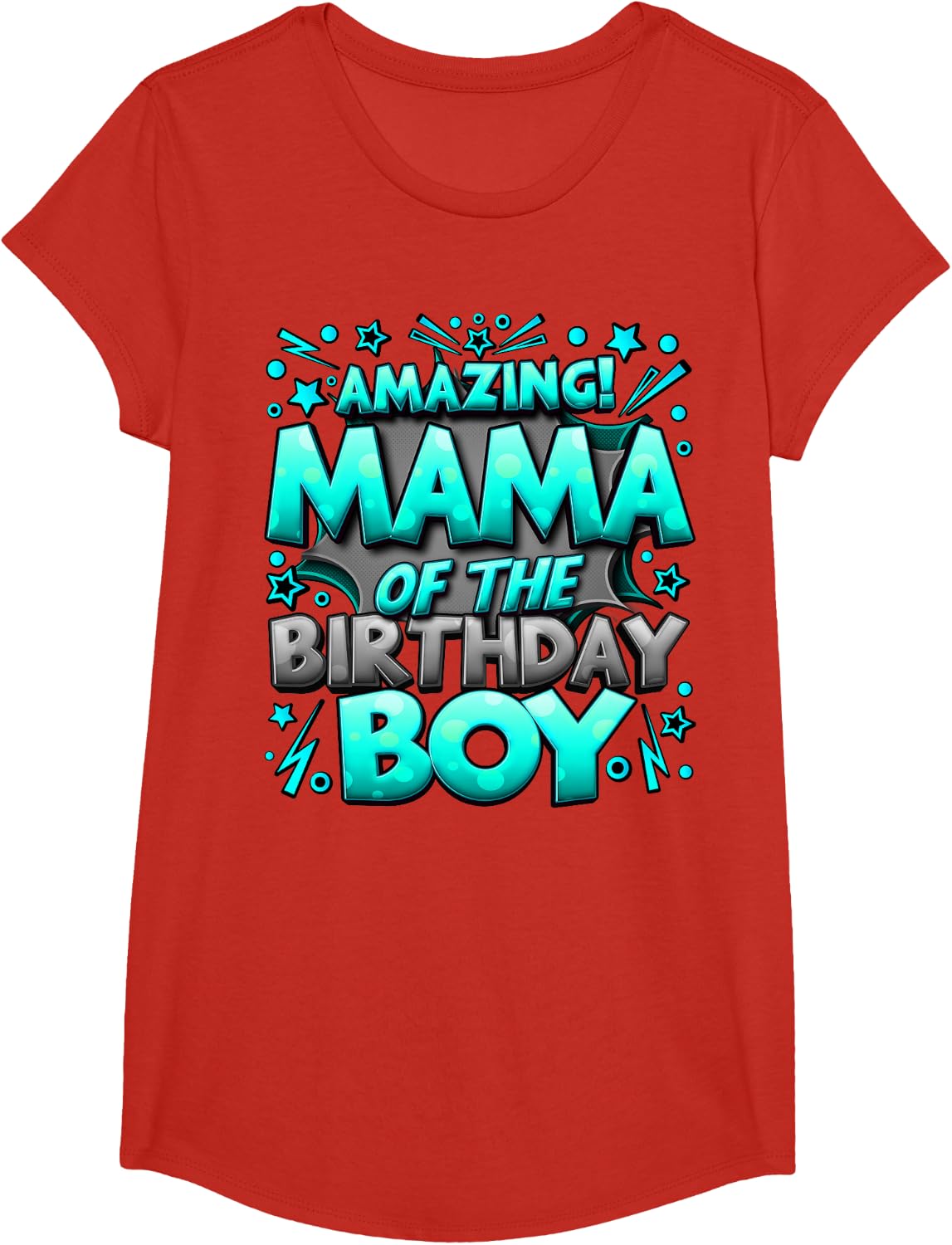 Mama of the Birthday Boy Matching Family Mommy T-Shirt - Girls Red