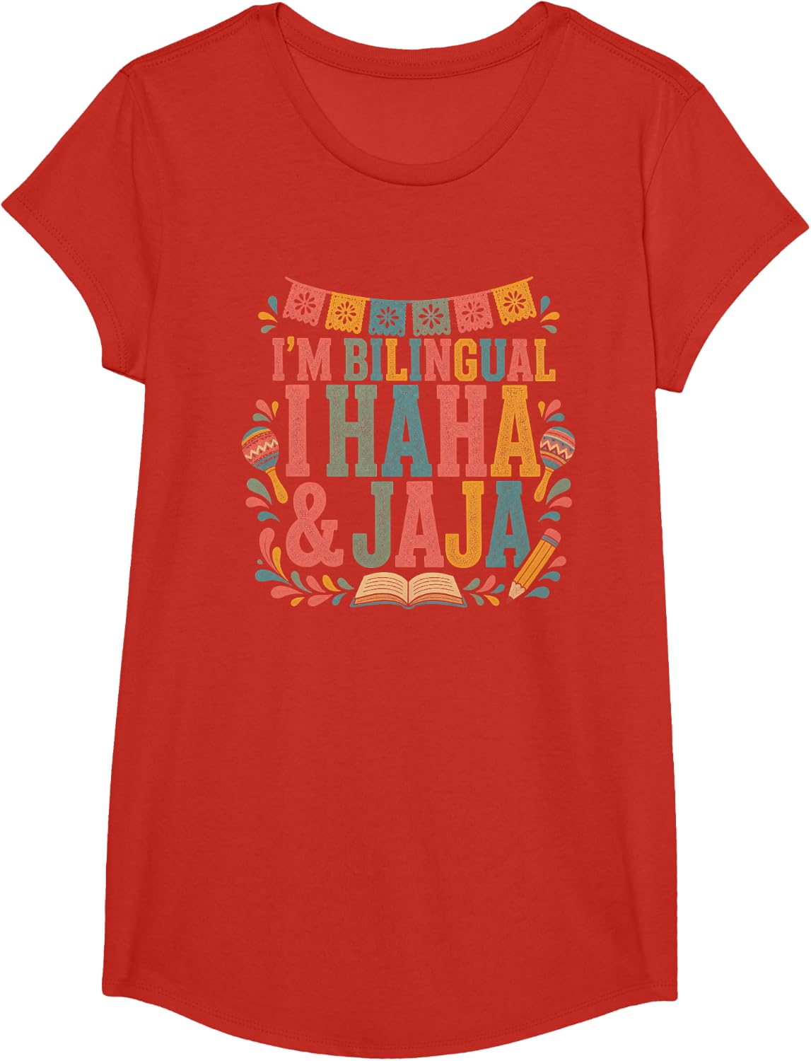 Spanish Teacher Hispanic Heritage Month Bilingual T-Shirt - Girls Red