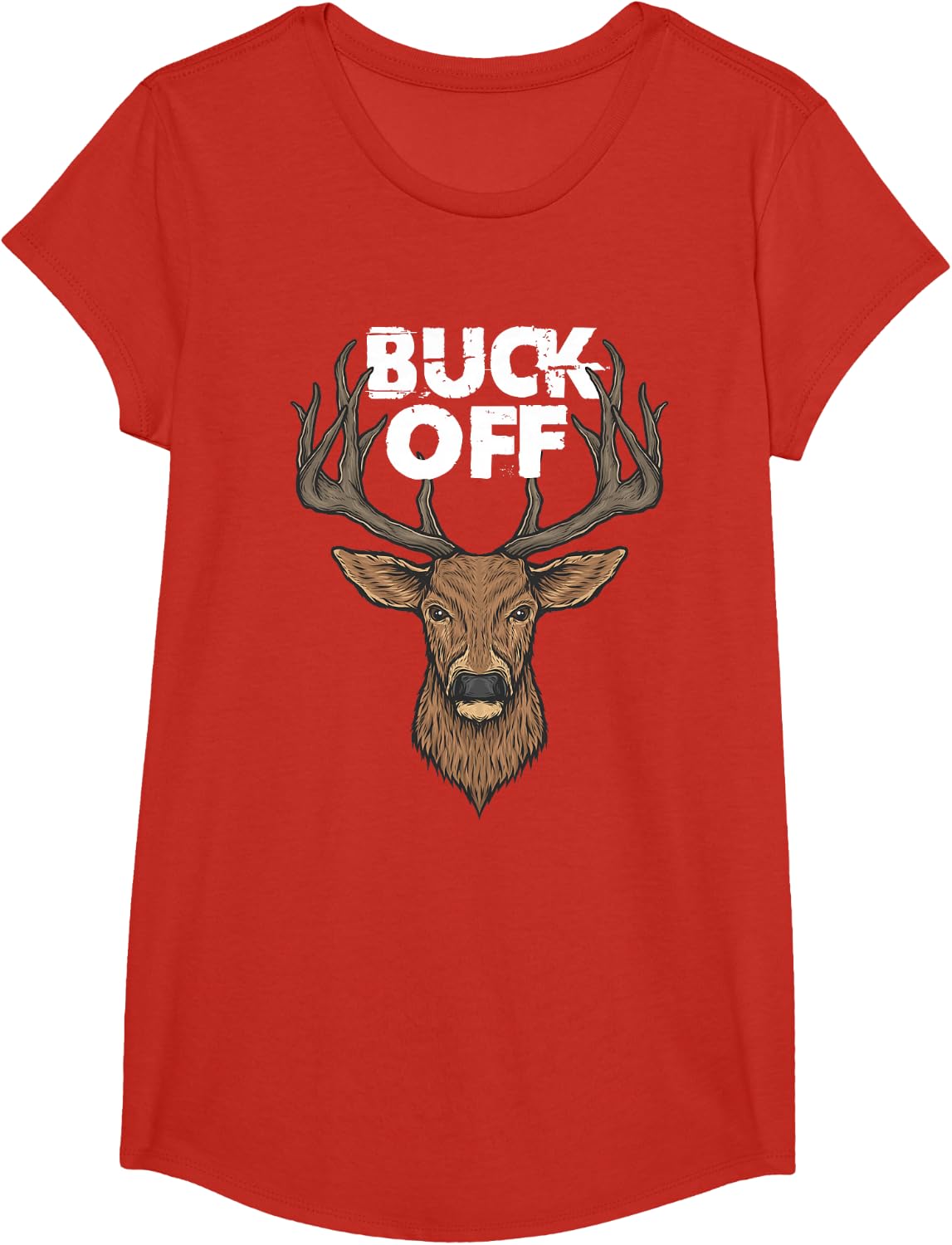 Buck Off Funny Deer Hunting T-Shirt - Girls Red