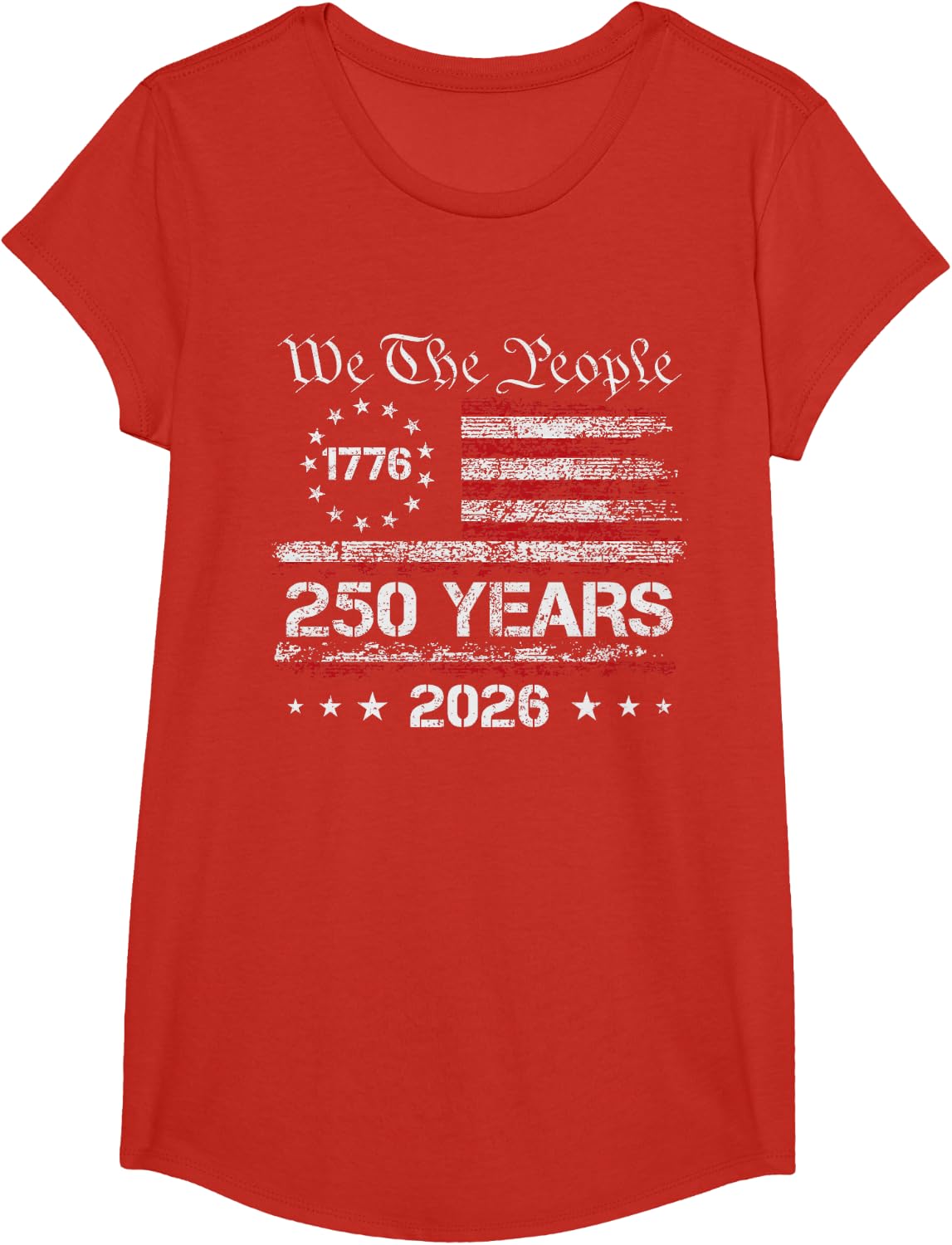 250 Years American 250th Anniversary USA Patriotic 4th July T-Shirt - Girls Red