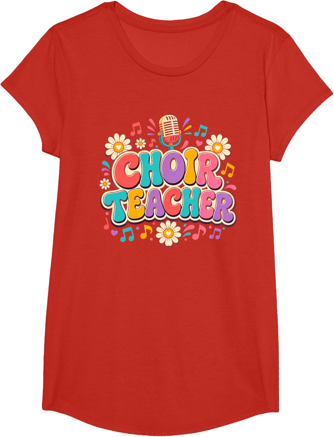 Choir Teacher Music Teacher Retro Microphone T-Shirt - Girls Red