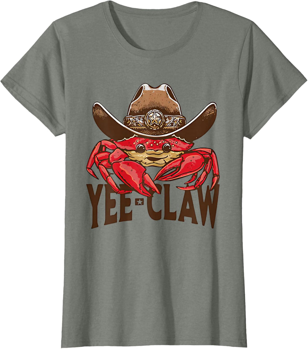 Yee Claw! Funny Crawfish Cajun Seafood Festival T-Shirt - Olive Heather
