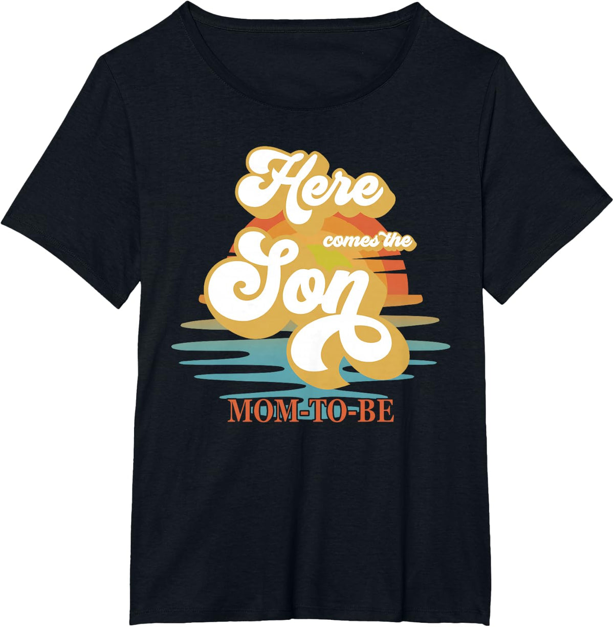 Mom Mommy Here Comes The Son Baby Shower Family Matching T-Shirt - Black
