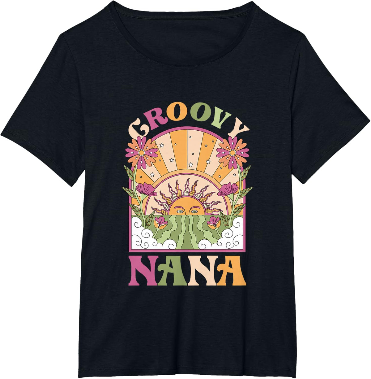 Groovy Nana | Grandma Grandmother | Mother's Day T-Shirt - Black