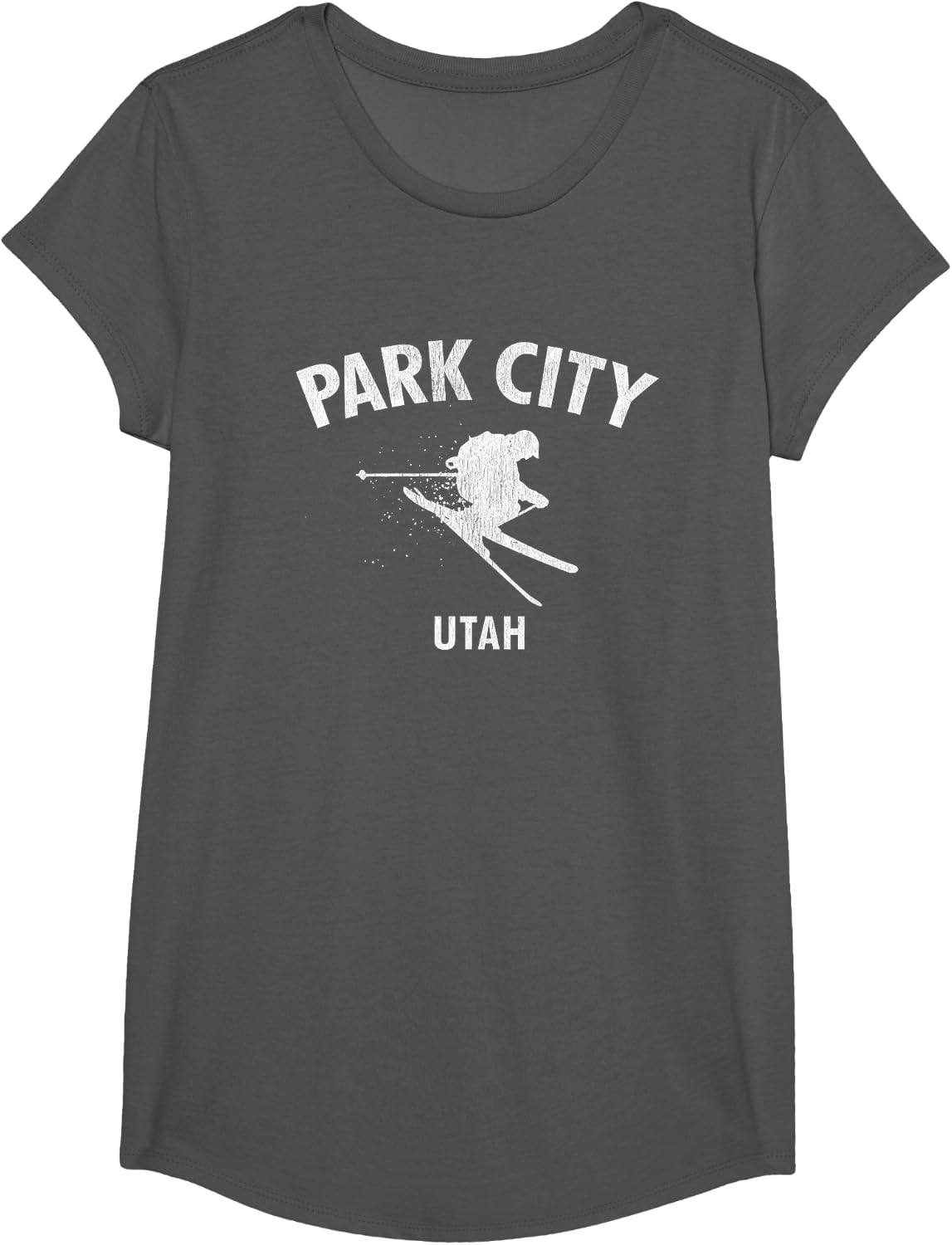 Park City Skiing T-Shirt Ski Utah Gift Tee T-Shirt - Girls Asphalt Grey
