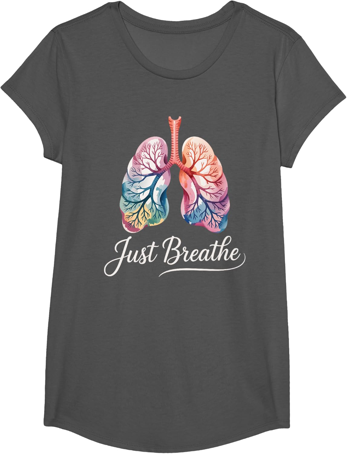 Respiratory Therapist Pulmonary Care Lung Health Breathe T-Shirt - Girls Asphalt Grey