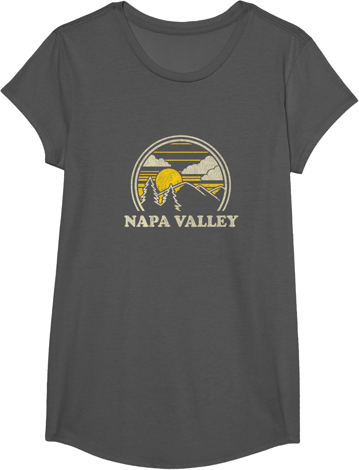 Napa Valley California CA T Shirt Vintage Hiking Mountains T-Shirt - Girls Asphalt Grey