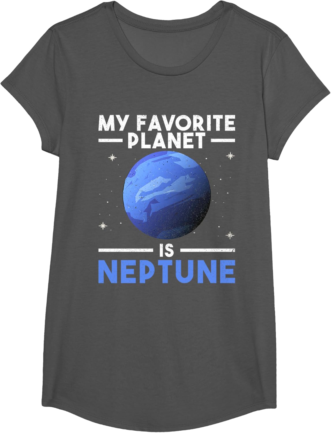My Favorite Planet Is Neptune - Neptune Planet Space Lover T-Shirt - Girls Asphalt Grey