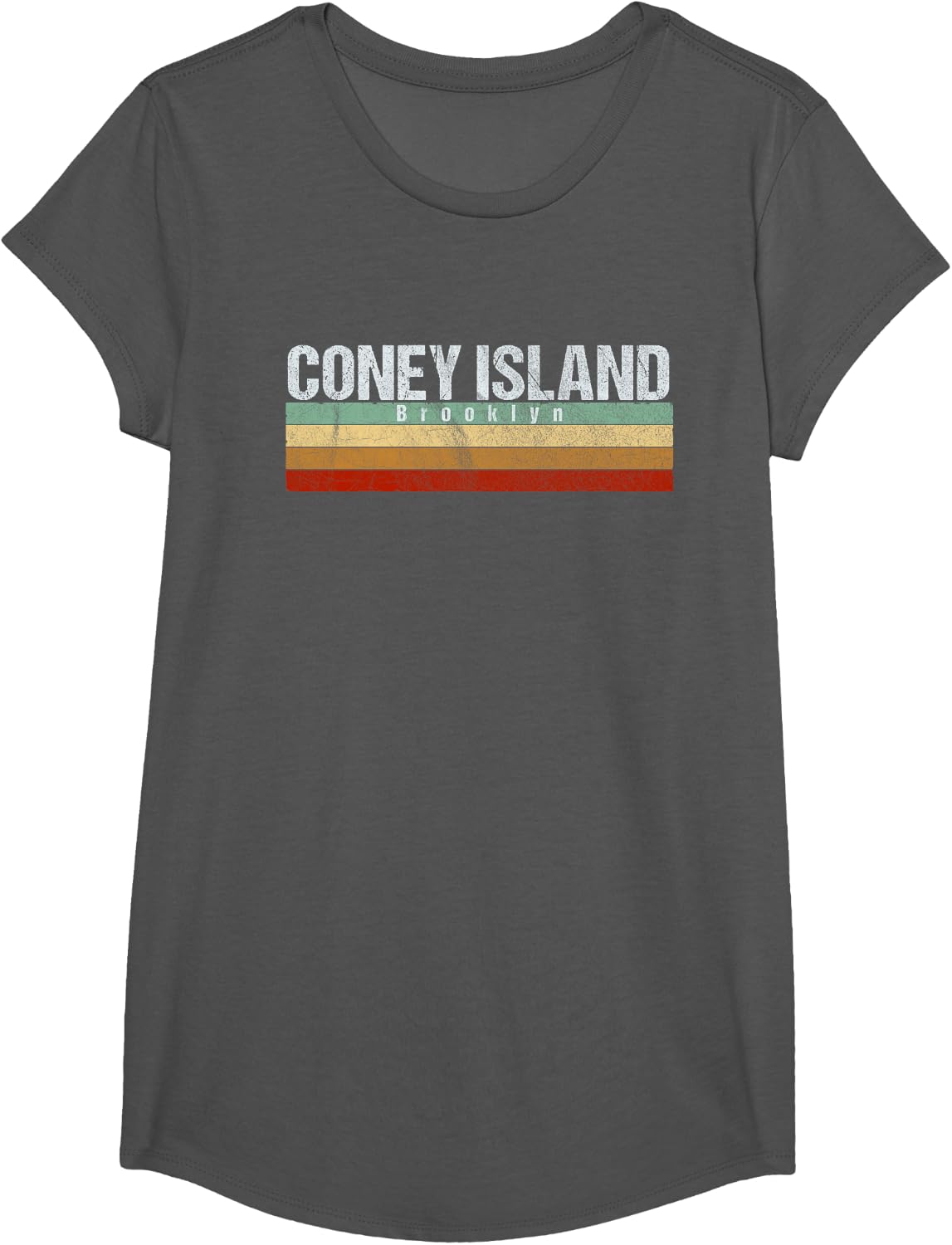 Vintage Retro 70s 80s Coney Island, Brooklyn T Shirt T-Shirt - Girls Asphalt Grey