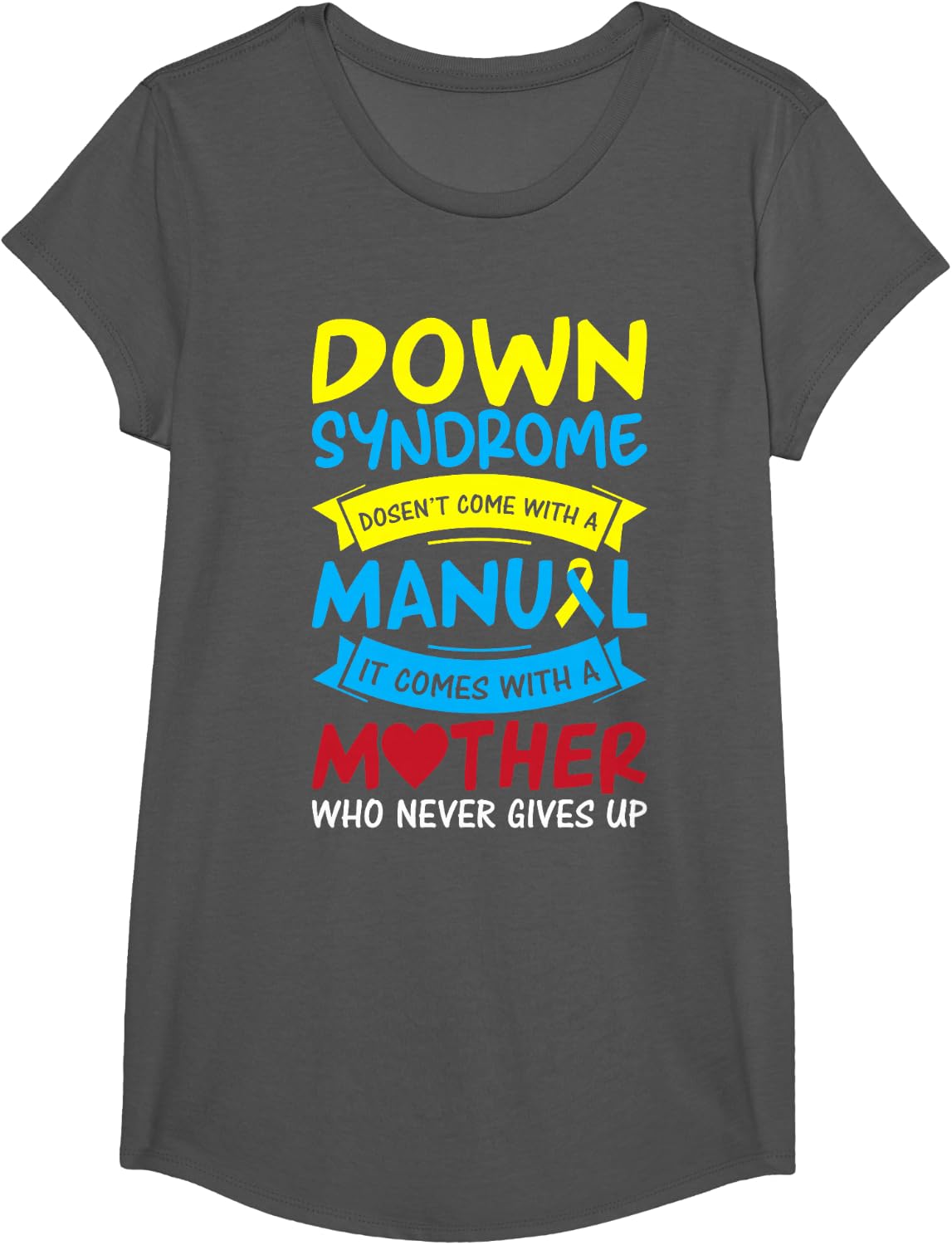 Down Syndrome Mom Mother Novelty T21 Day Awareness Novelty T-Shirt - Girls Asphalt Grey