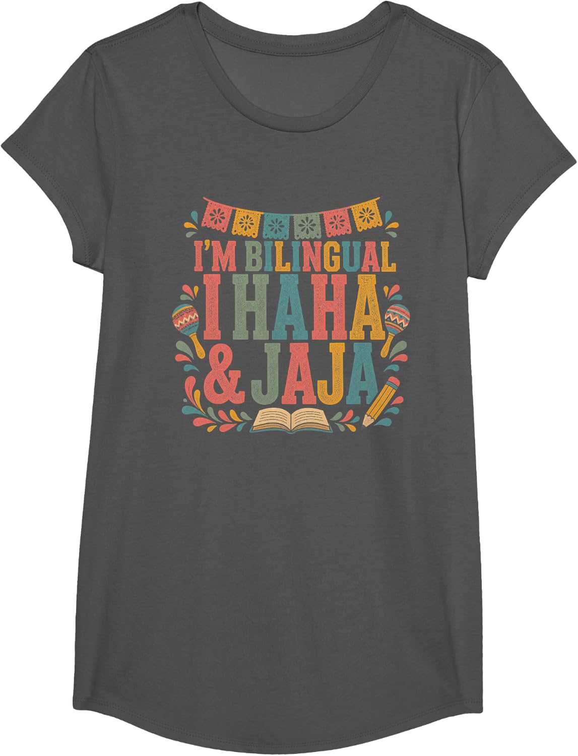 Spanish Teacher Hispanic Heritage Month Bilingual T-Shirt - Girls Asphalt Grey