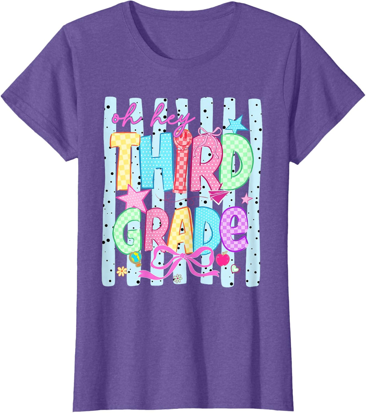 Back to School Oh Hey Third Grade Teachers Women Kids T-Shirt - Purple Heather