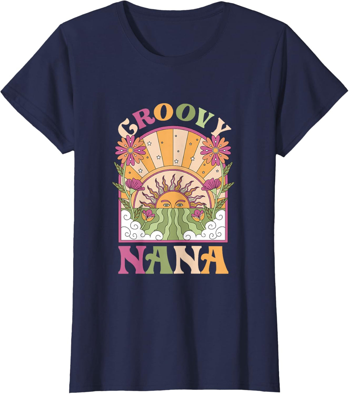 Groovy Nana | Grandma Grandmother | Mother's Day T-Shirt - Navy Blue