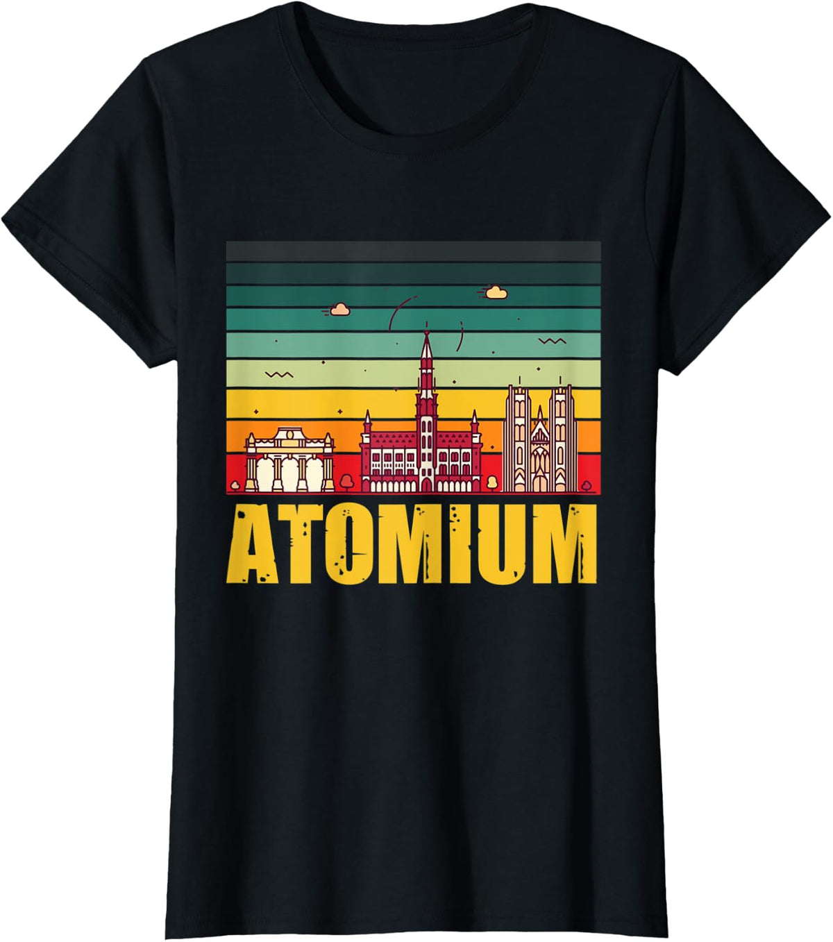 Brussels Atomium Science Atomic nucleus Physic Atom T-Shirt - Black
