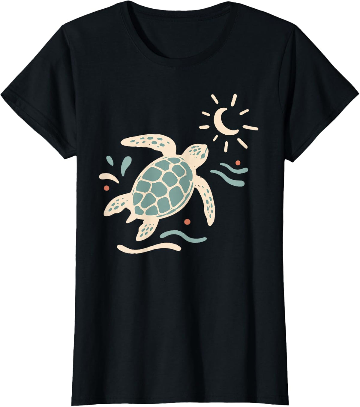 Cute Sea Turtle Beach Ocean Summer Coastal T-Shirt - Black