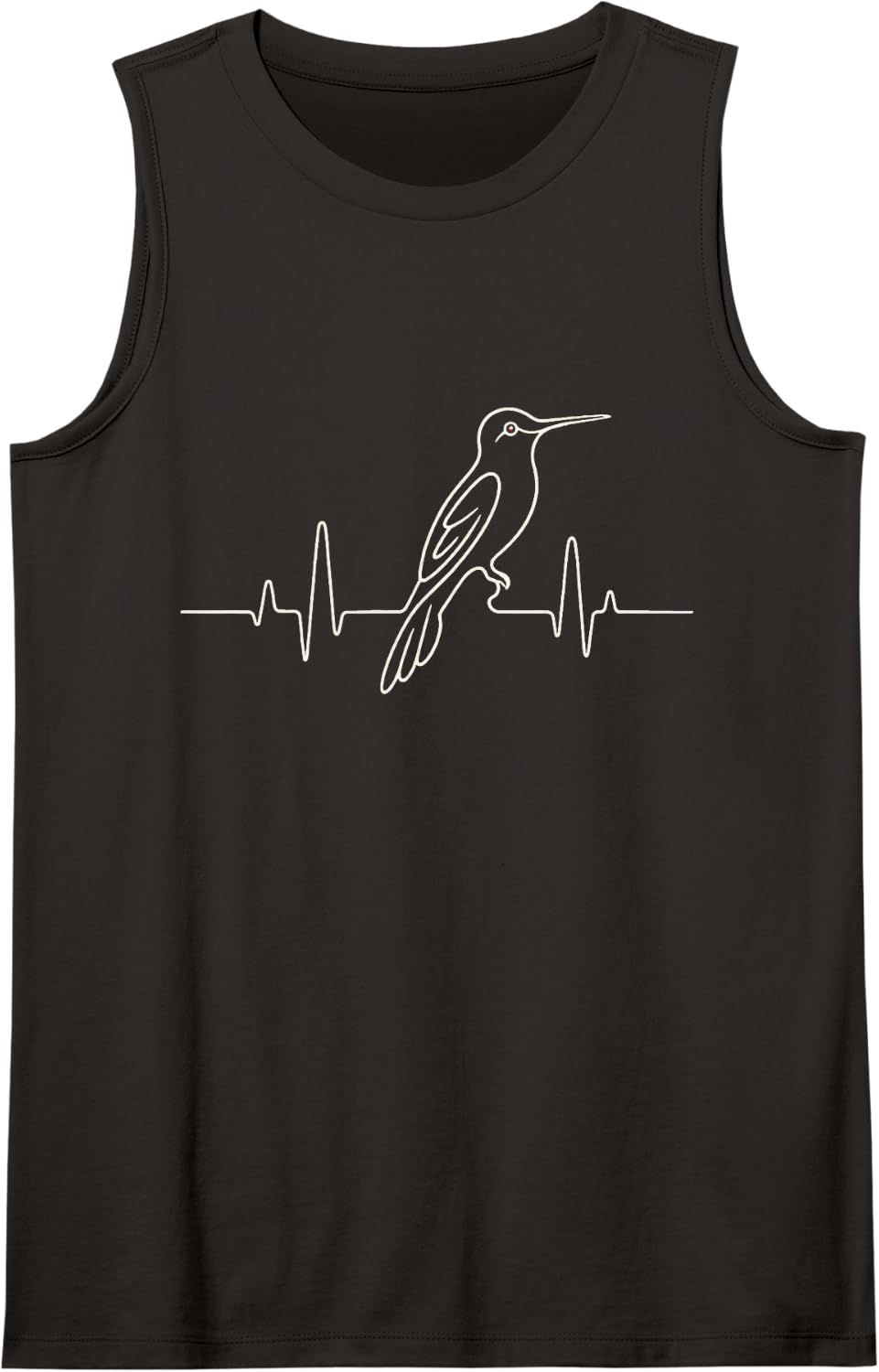 Bird Watching Hummingbird Heartbeat Line Art Tank Top - Black