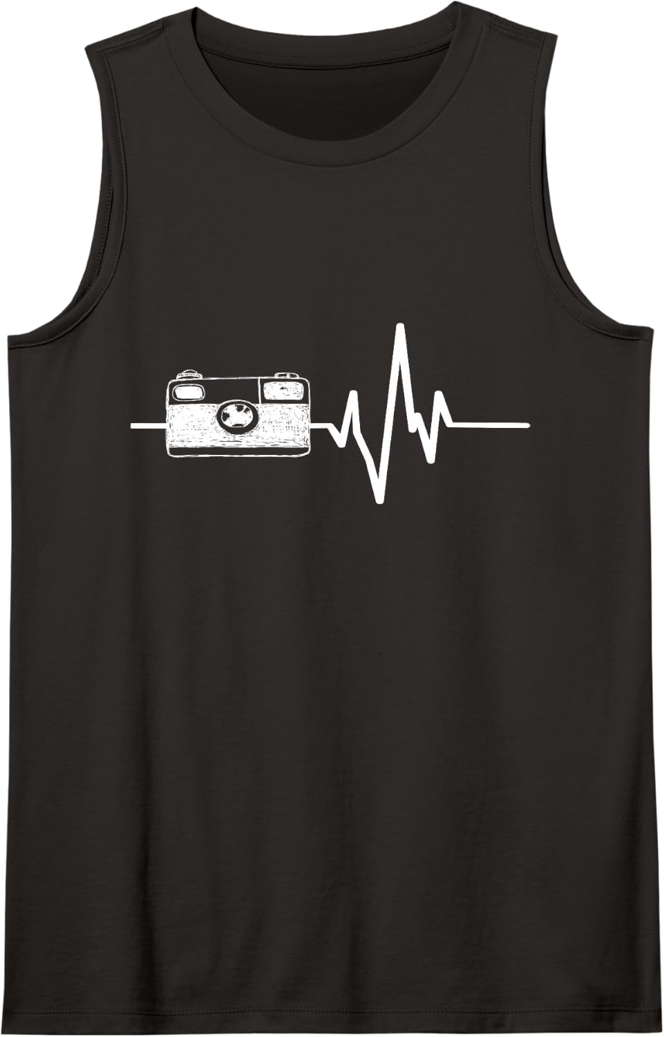 Camera Retro Heart Beat Camera Photography Photographer Sleeveless Tank Top - Black