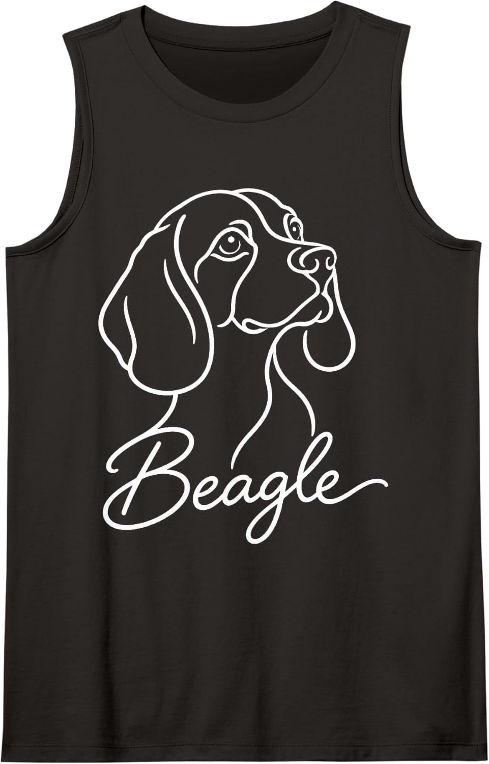 Cute Beagle Simple Line Art Sleeveless Tank Top - Black