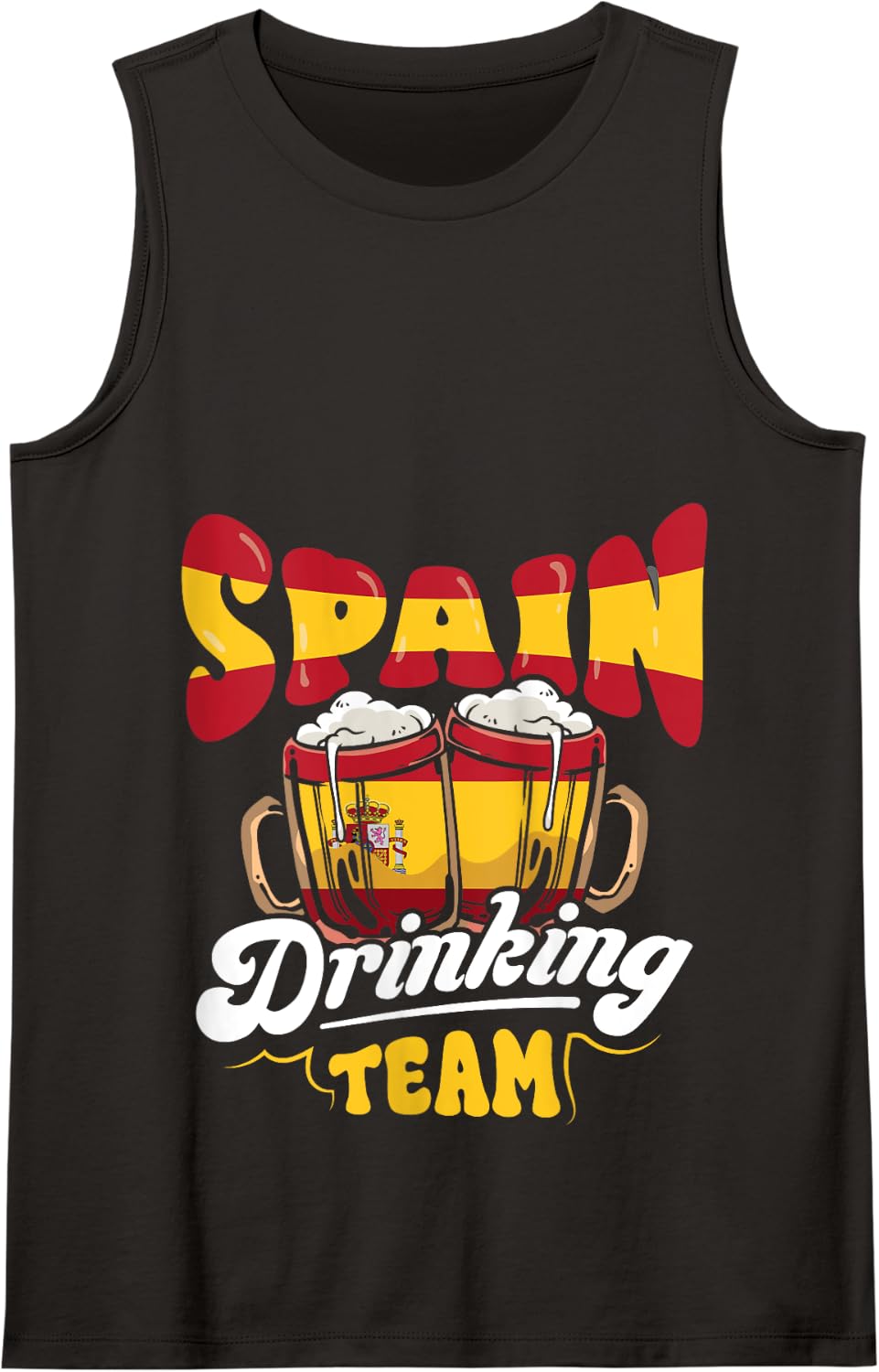 Spain Drinking Team Spanish Flag Funny Beer Lover Gift Tank Top - Black