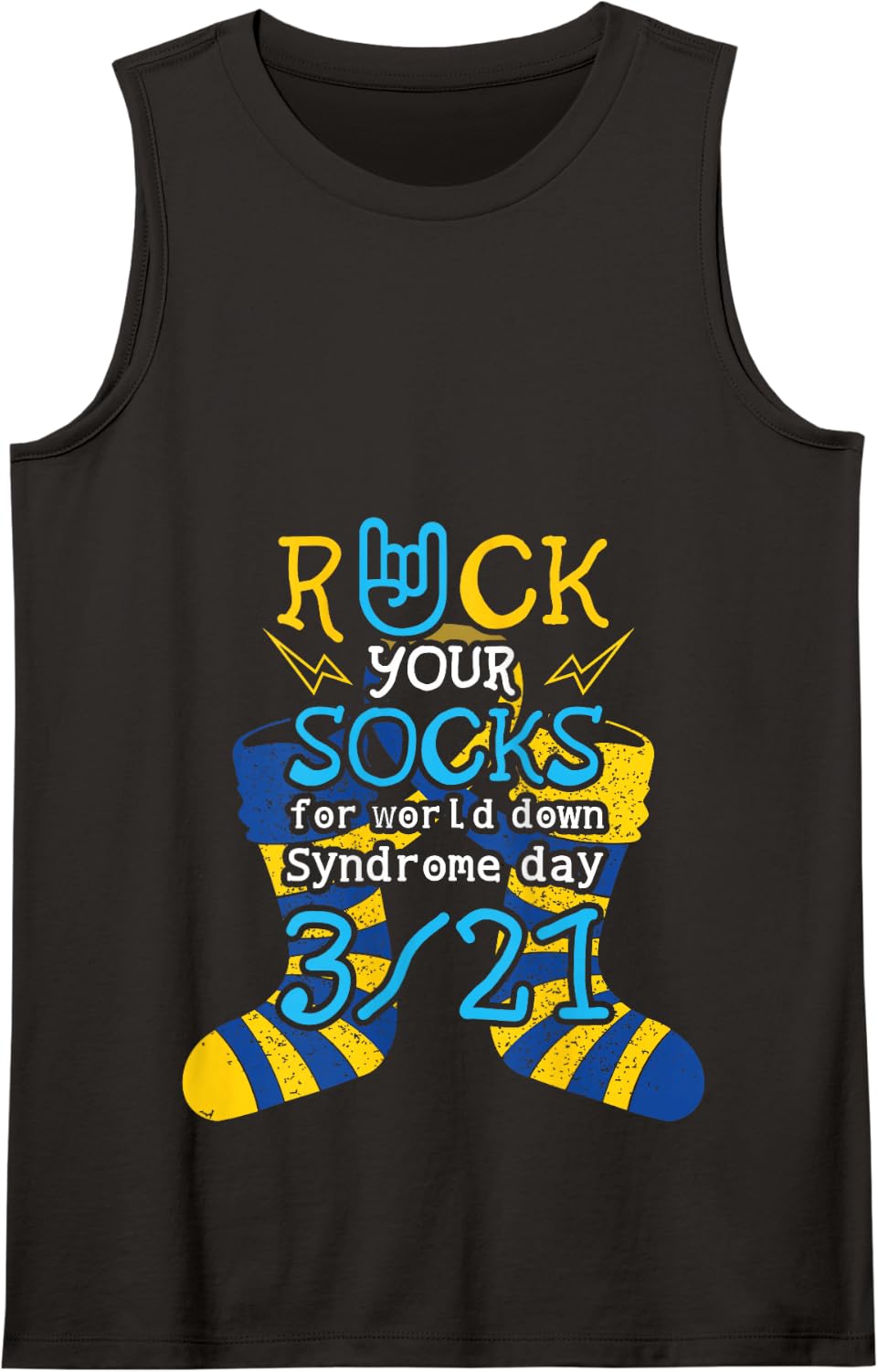 Rock Your Socks March 21 World Down Syndrome Awareness Day Tank Top - Black