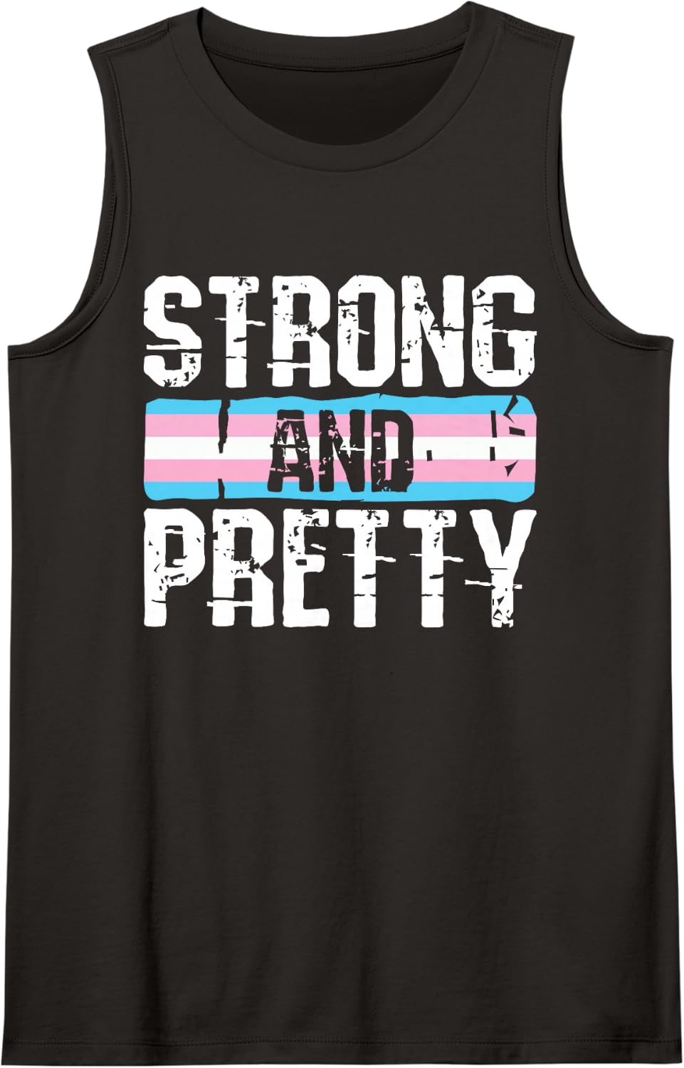 Strong and Pretty Trans-Gender Pride Gym Workout LGBT-Q Ally Sleeveless Tank Top - Black