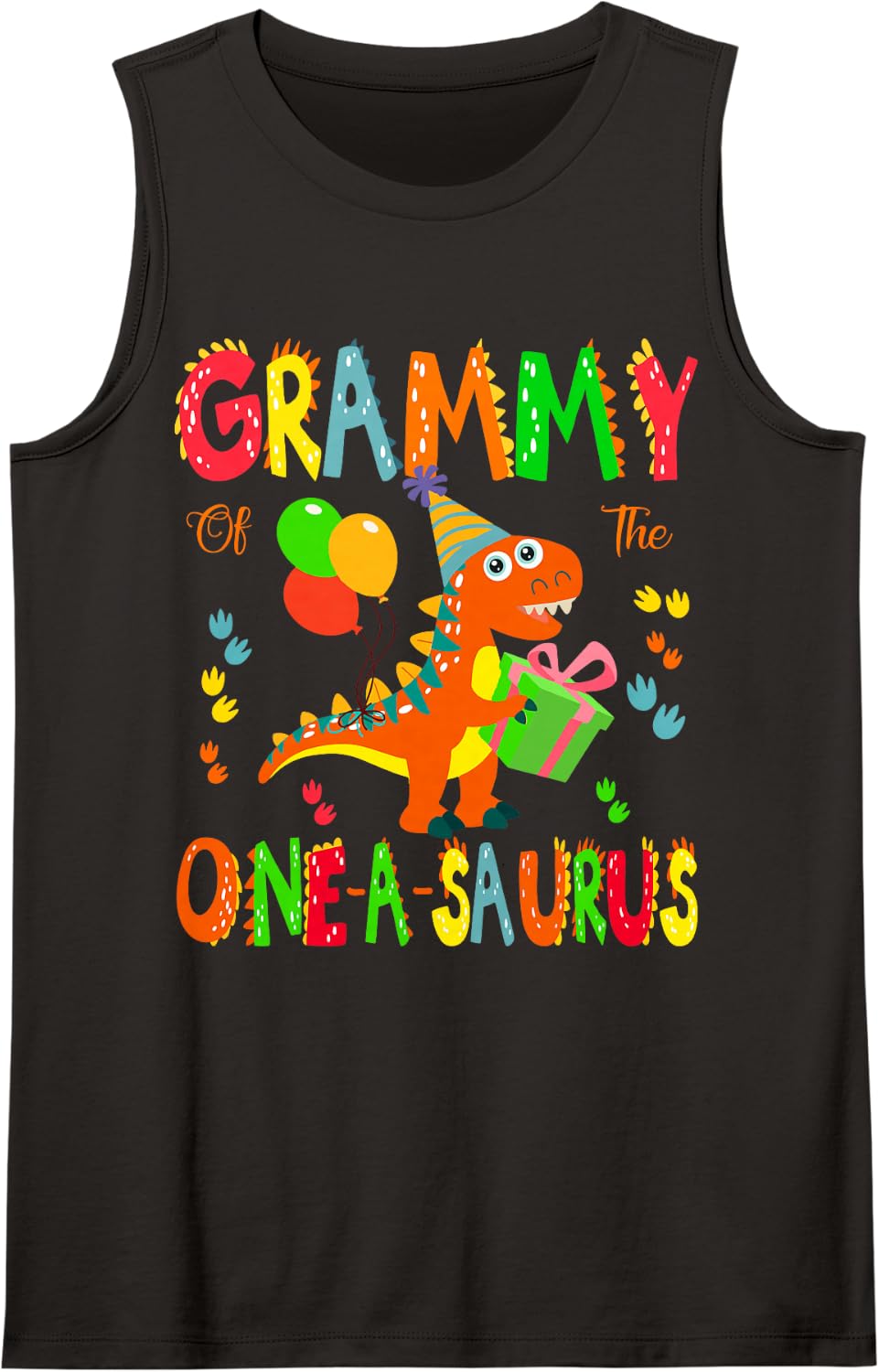 Grammy of The One-A-Saurus 1St Birthday Dinosaur Party Tank Top - Black