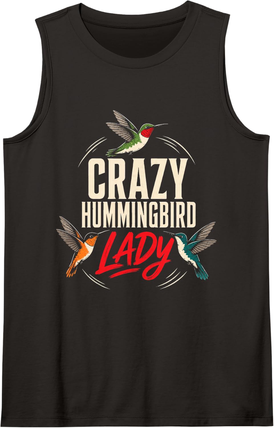Bird Watching Crazy Hummingbird Lady Tank Top - Black