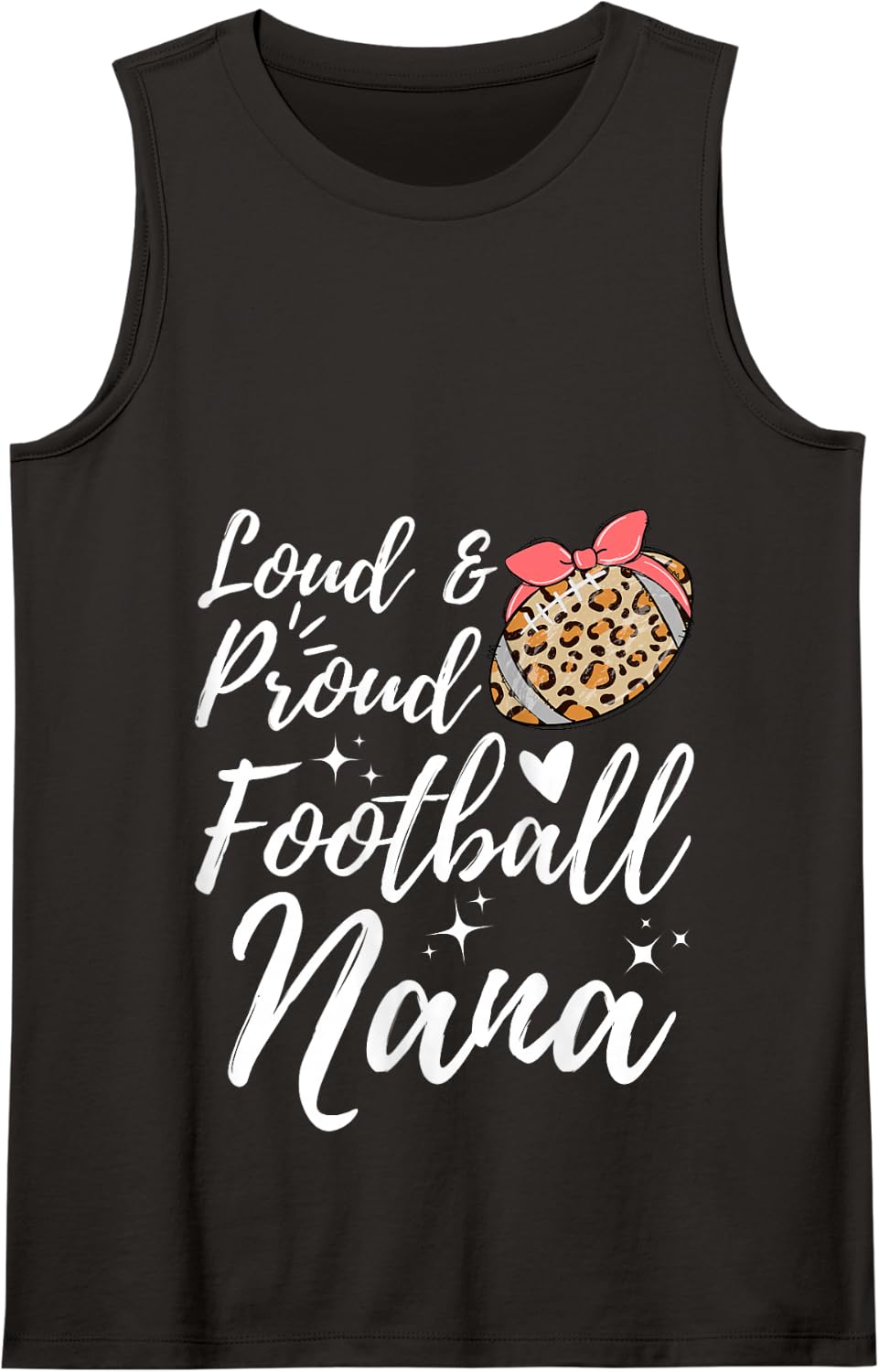 Leopard Loud Proud Football Nana Family Player Biggest Fan Tank Top - Black