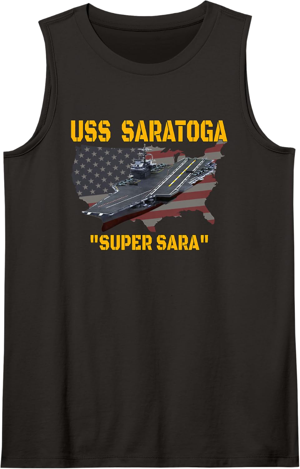 USS Saratoga Aircraft Carrier Veterans Day Father Grandpa Sleeveless Tank Top - Black