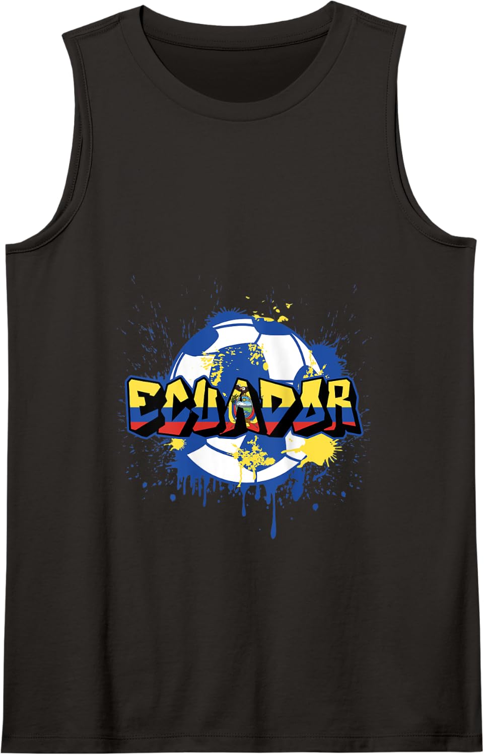 Ecuador Soccer Street Art Splatter Ecuadorian Flag Tank Top - Black