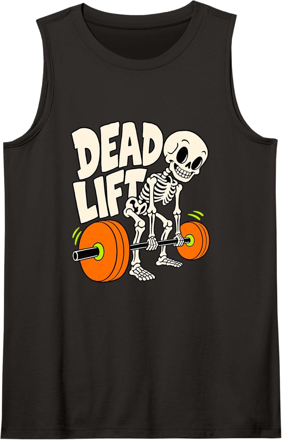 Funny Dead Lift Weightlifting Weightlifter Retro Halloween Sleeveless Tank Top - Black
