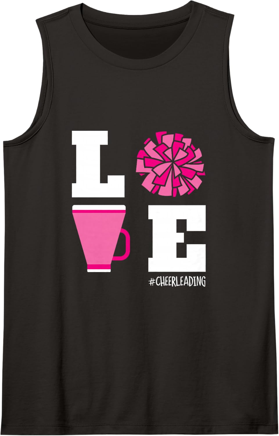 Love Cheerleading - Cute Cheerleader for Girls Sleeveless Tank Top - Black