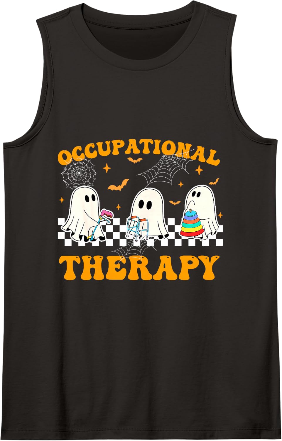 Occupational Therapy OT Retro Ghost Spirit Halloween Sleeveless Tank Top - Black