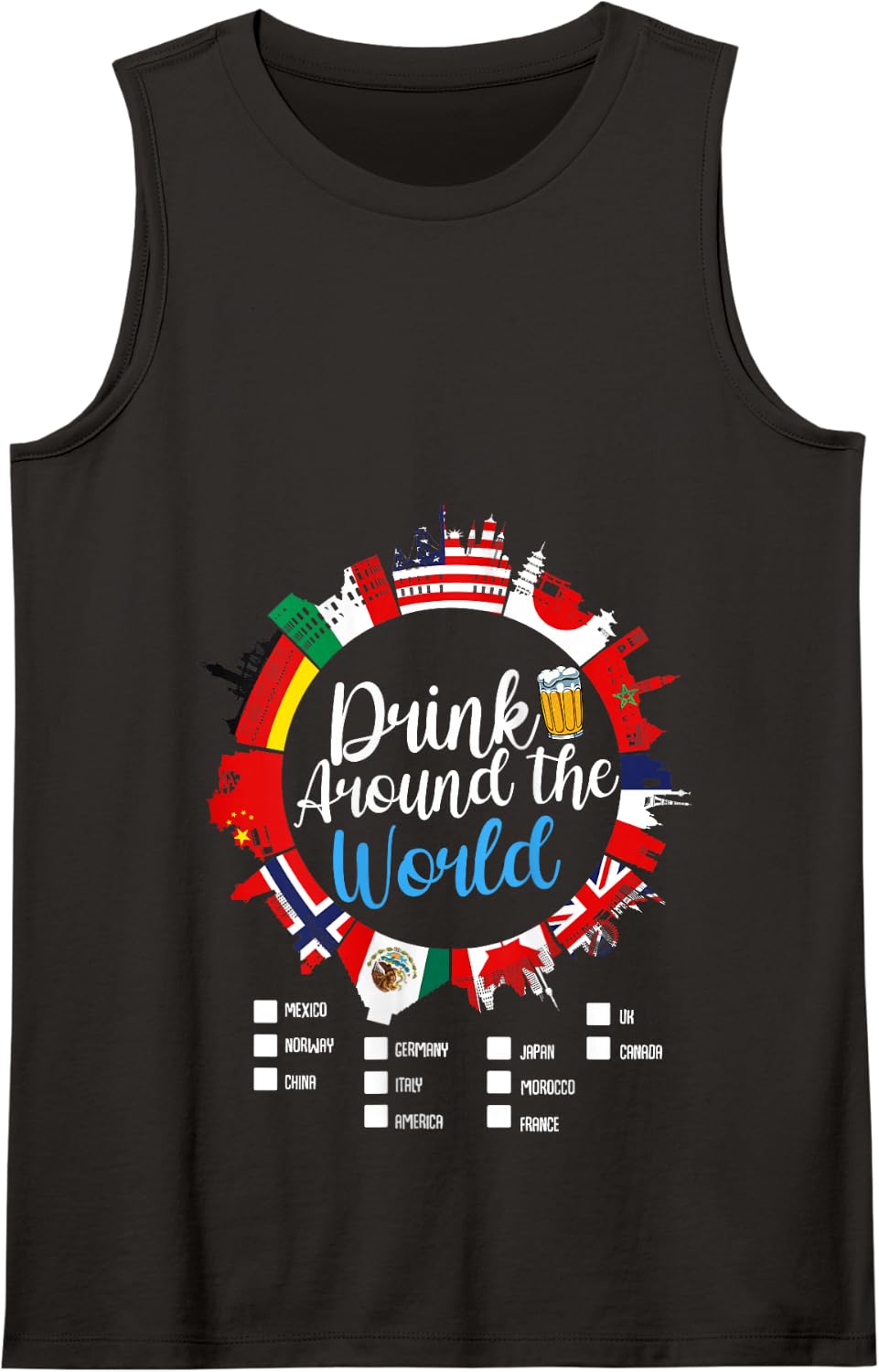 Adult Vacation Drinking Countries International National Tank Top - Black