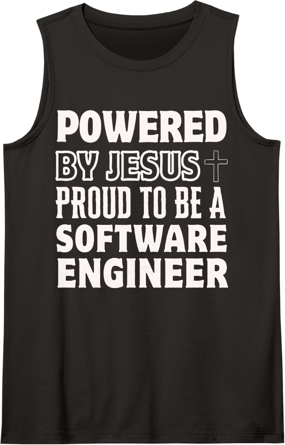 Powered by Jesus Proud to be Software Engineer Christian Tank Top - Black