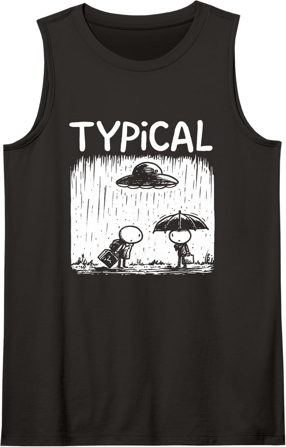Funny UFO Alien Encounter Dry British Humour Sarcasm Sleeveless Tank Top - Black