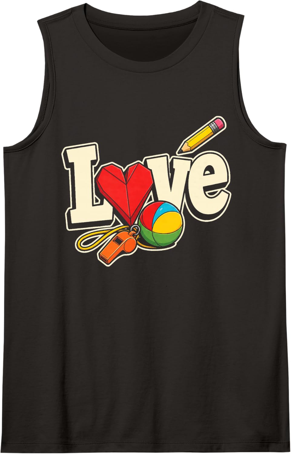 PE Teacher Love Gym Physical Education Elementary Gift Sleeveless Tank Top - Black